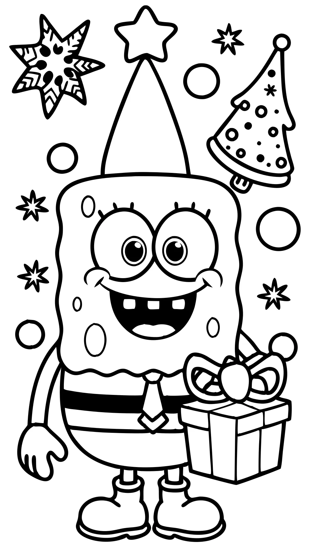 Página para colorear de Navidad de Bob Esponja